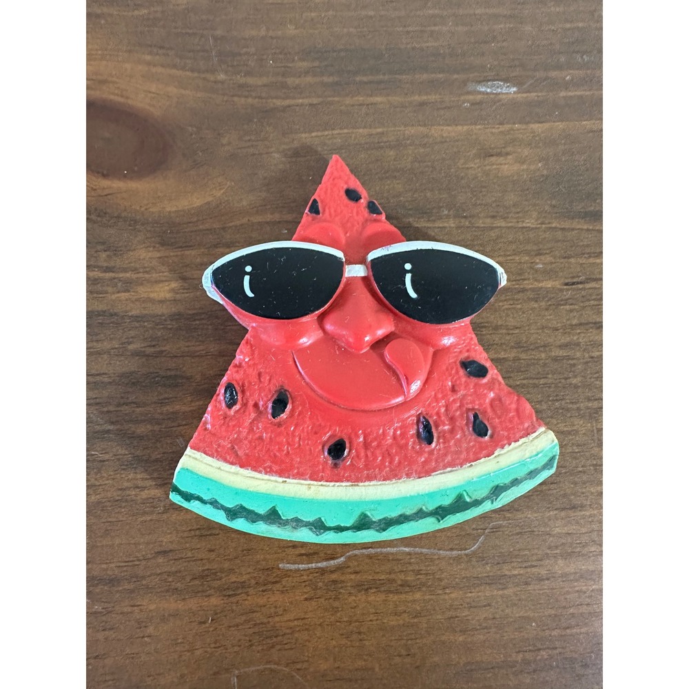 Vintage Watermelon with Sunglasses Refrigerator Magnet Retro Summer Fruit Decor
